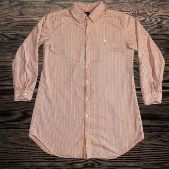 Ralph Lauren Other - Ralph Lauren Mens Small Easter Orange Blue Striped Button Up Cotton Shirt